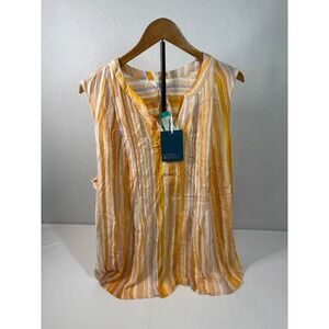 Market & Spruce Hemingway Pintuck Sleeveless Top Orange Stripe 3X WGW10677-PL